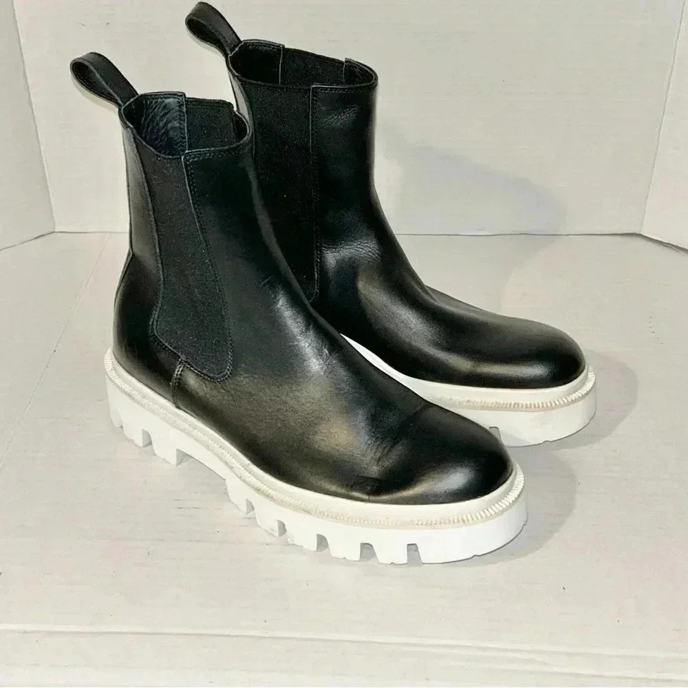 KOIO Shoes Womens Size 39 US 8.5 Alia Leather Platform Chelsea Boots Black Italy